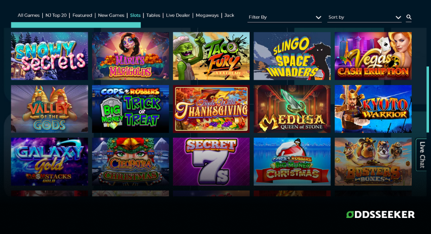 A screenshot of the desktop casino games library page for Ocean Online Casino